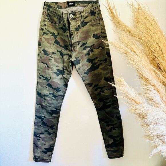 HUDSON Tan Olive Camo Print Barbara High Rise Super Skinny Leg Denim Jeans 29 - Picture 2 of 15